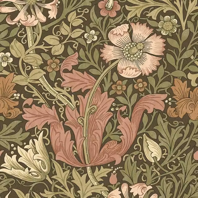 William Morris At Home Compton Velvet Fabric in Brick and Multicolour Orange