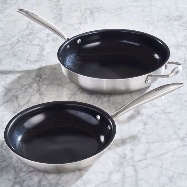 Cooks Professional Tri-Ply Ceramic and Stainless Steel Cookware Set, Silver, 28cm, 2 Piece