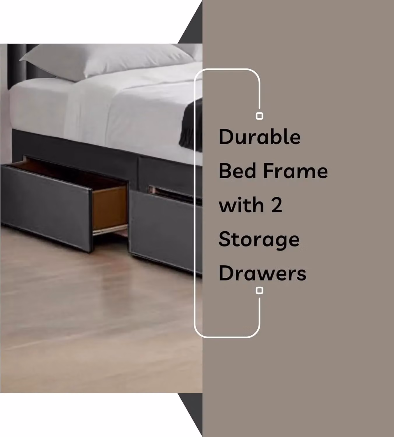 Bed Time UK Plush Black Velvet Divan Bed with Hybrid Mattress, 2 Drawers and 20 inch Chesterfield Headboard, W/D/H: 120 x 200 cm – 2