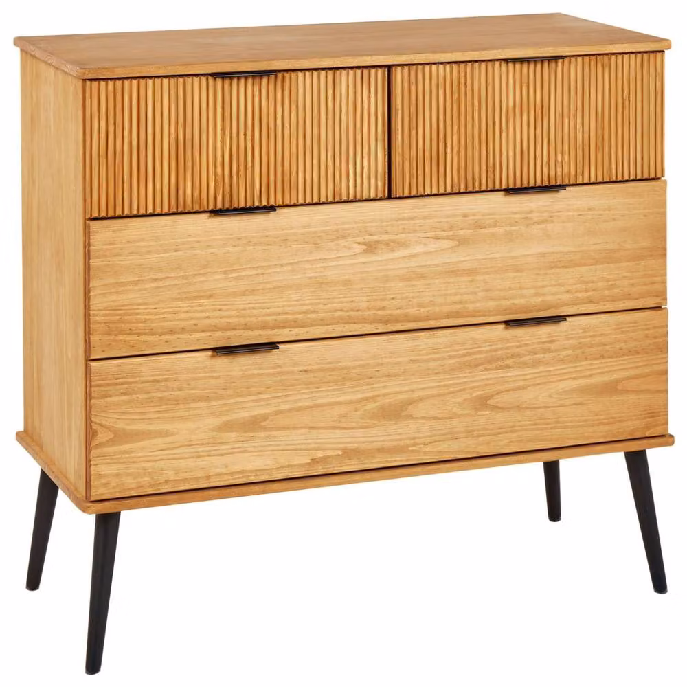 Wyld and Coco Everpine 4-Drawer Chest of Drawers in Brown, W: 100 cm, D: 45 cm, H: 91 cm – 2