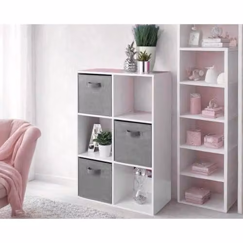 Spot on dealz 6 Cube Wooden Storage Unit with 3 Door Cabinets and 3 Open Shelves in Oak Finish, W/D/H: 60 x 28 x 60 cm