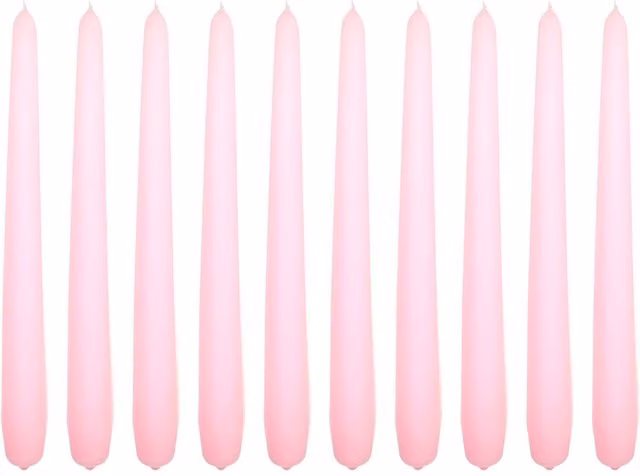 SolaDirect Unscented Tapered Wax Dinner Candles, Pack of 10, Height: 24 cm, Beige, Pink or Red