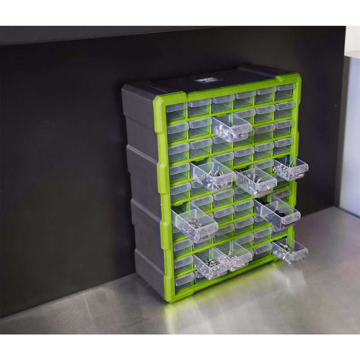 Loops 60 Drawer Parts Cabinet in Green, Wall Mounted or Standing, W: 38 cm, D: 16 cm, H: 47.5 cm – 3