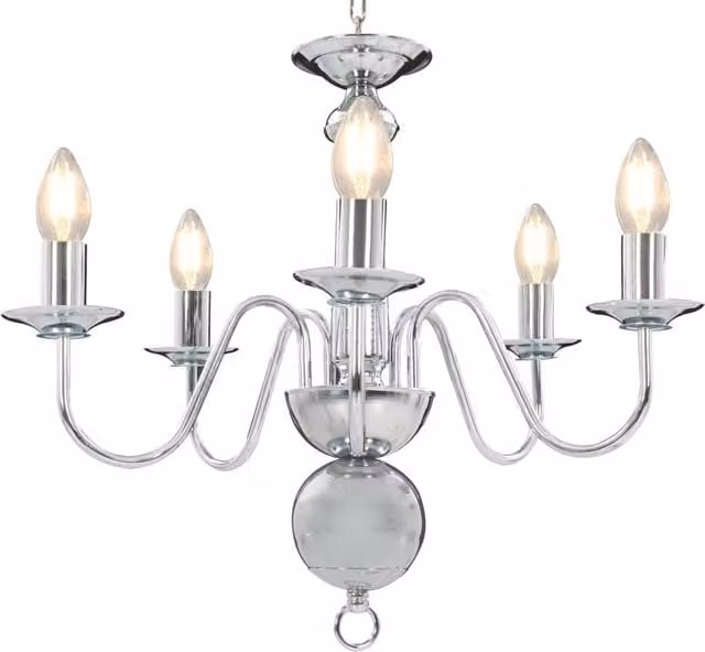 Berkfield Home Antique Silver Round Glass Chandelier with 5 x E14 Bulbs