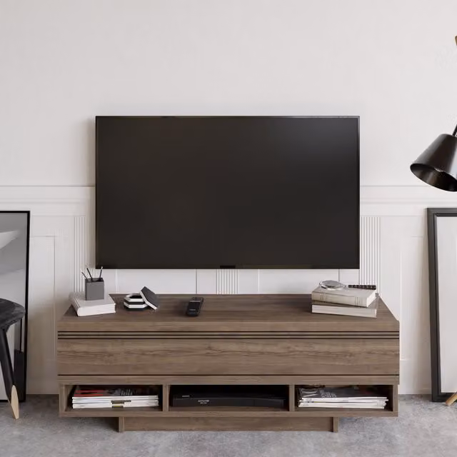Decorotika Celes Modern TV Unit in Brown Walnut Wood