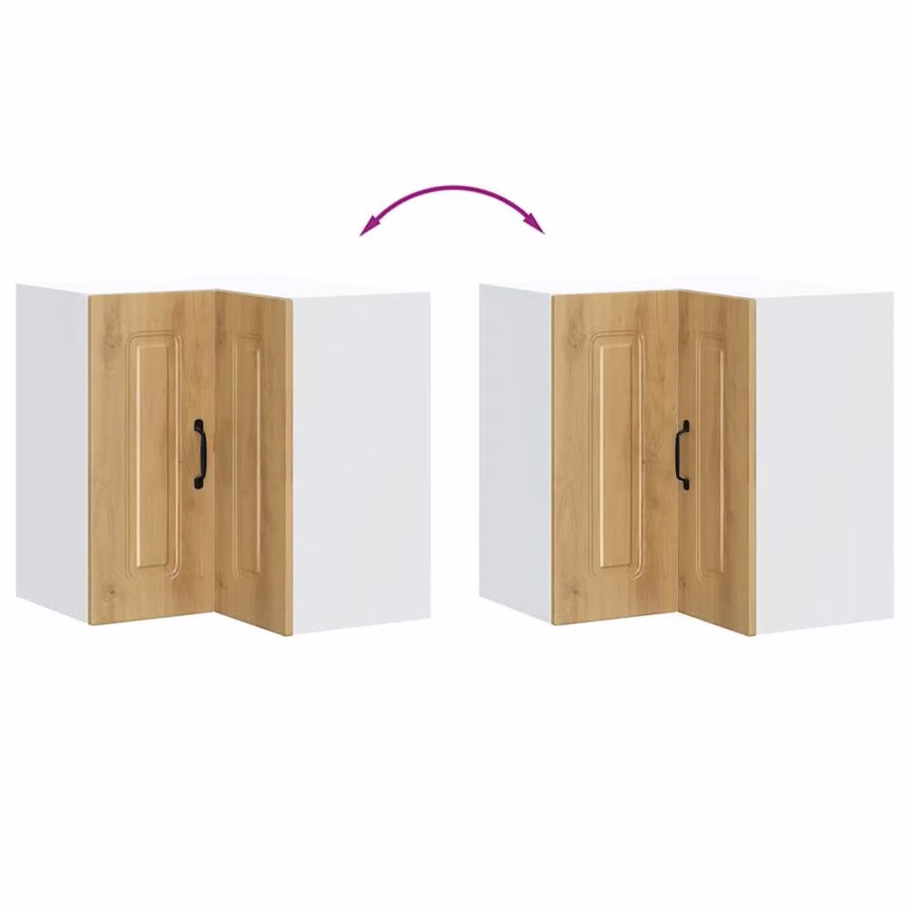Berkfield Home Kalmar Kitchen Wall Corner Cabinet in Artisan Oak Brown, W/D/H: 60.0 x 57.0 x 57.0 cm – 2