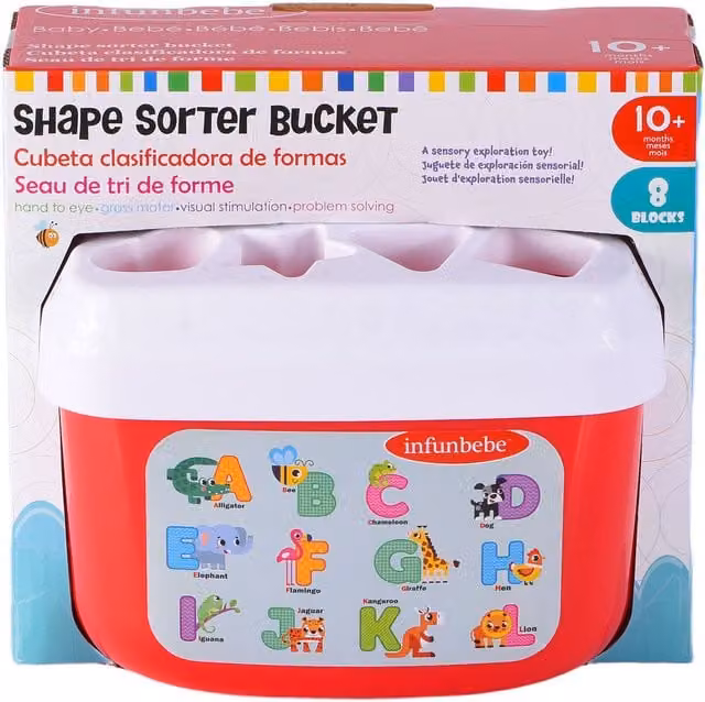 Infunbebe Multicolour Shape Sorter Bucket with Sensory and Motor Skills Development Features