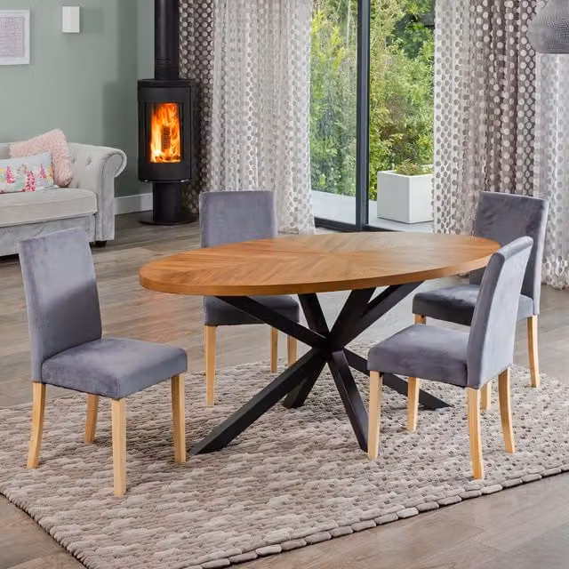 Artemis Home Modern Oval Dining Table Set with 4 Chairs in Grey and Brown