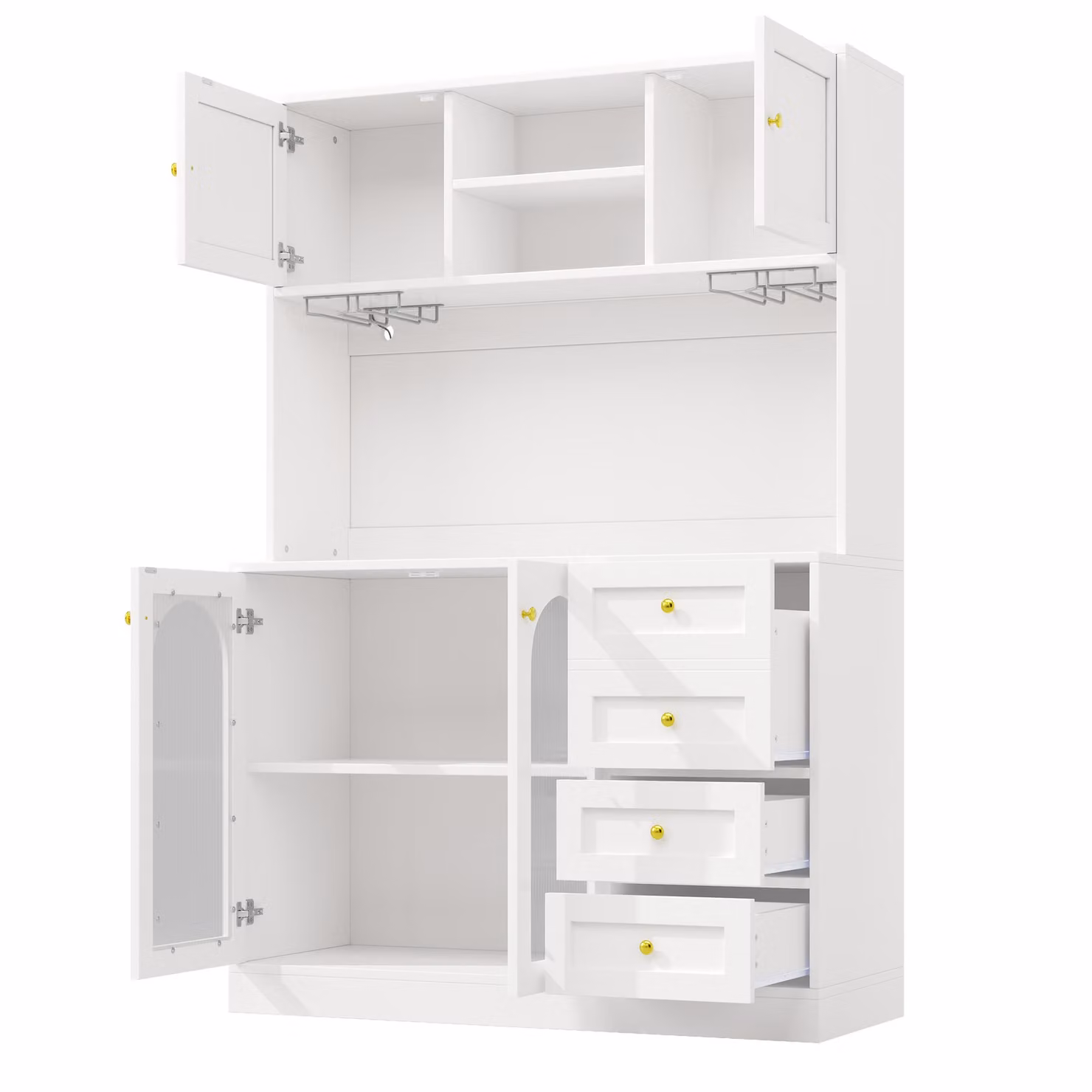 Aosom UK Modern White Sideboard with App-Controlled LED Lighting, Snack Rack and Drink Holders, W: 120 cm, D: 40 cm, H: 188 cm – 2