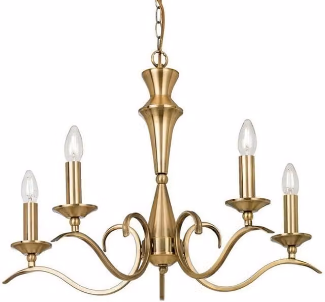 Loops 5-Light Hanging Flush Ceiling Pendant Chandelier in Antique Brass – 1