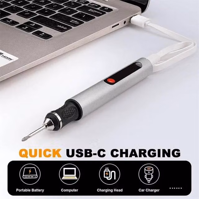 Nordara Cordless Electric Engraving Pen with 31 Bit Mini DIY Tool Set in Silver – 1