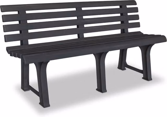 Berkfield Home Garden Bench in Anthracite Black Plastic, Width: 145.5 cm