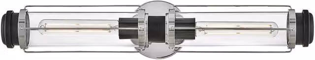 Netlighting Masthead 2 Light Modern Outdoor Wall Light in Grey with Polished Chrome and Black Finish, IP44 Rated