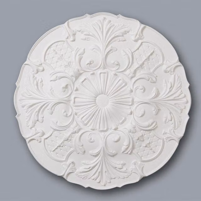 NMC White Decorative Floral Round Ceiling Rose with Adhesive