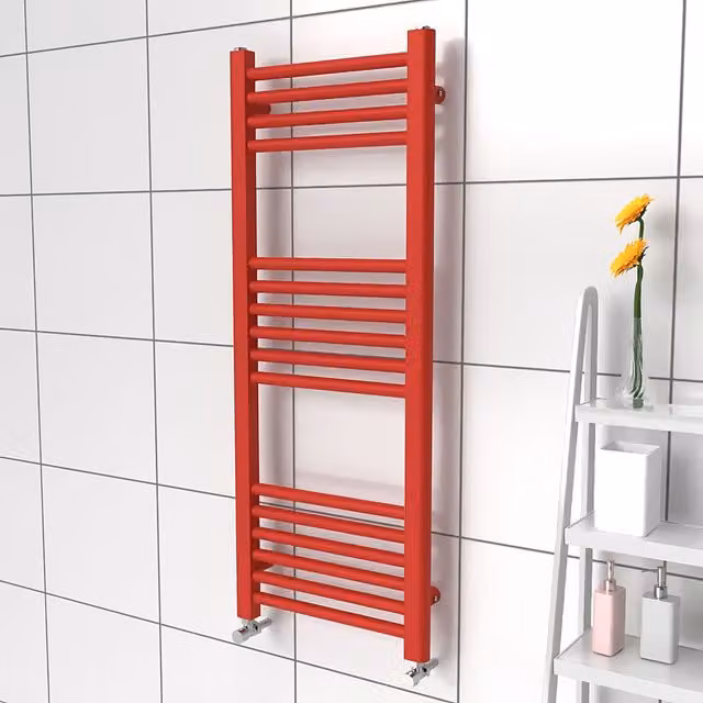 Lux Heat Coloured Steel Towel Radiator in Red, H: 100 cm, W: 40 cm