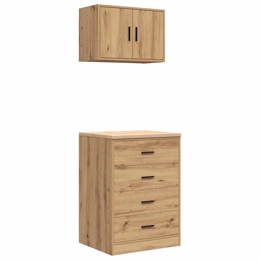 Berkfield Home Artisan Oak Wall Mounted Garage Cabinets, 2 Piece Set, Brown – 1