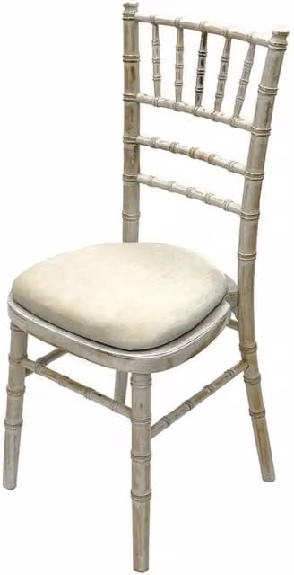 PAWNORA Classic White Wedding Chairs with Fabric Cushions