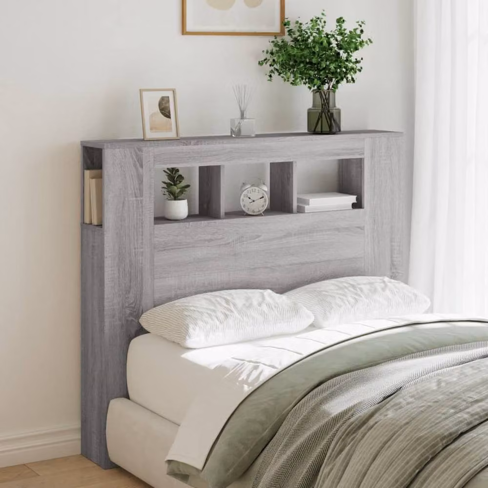 Berkfield Home Grey Sonoma LED Headboard with Integrated Shelf and USB Charging Port, W/D/H: 120 x 18.5 x 103.5 cm – 3
