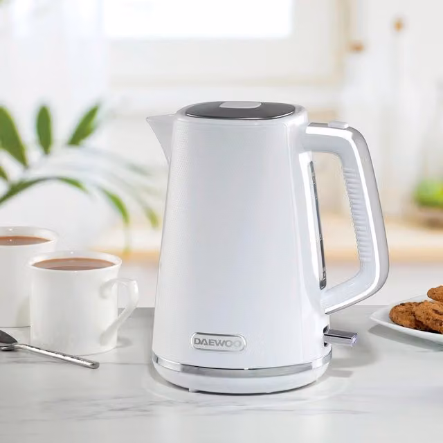 Daewoo Stirling Series Cordless Jug Kettle with Swivel Base, 1.7 l, 3 kW Rapid Boil, White