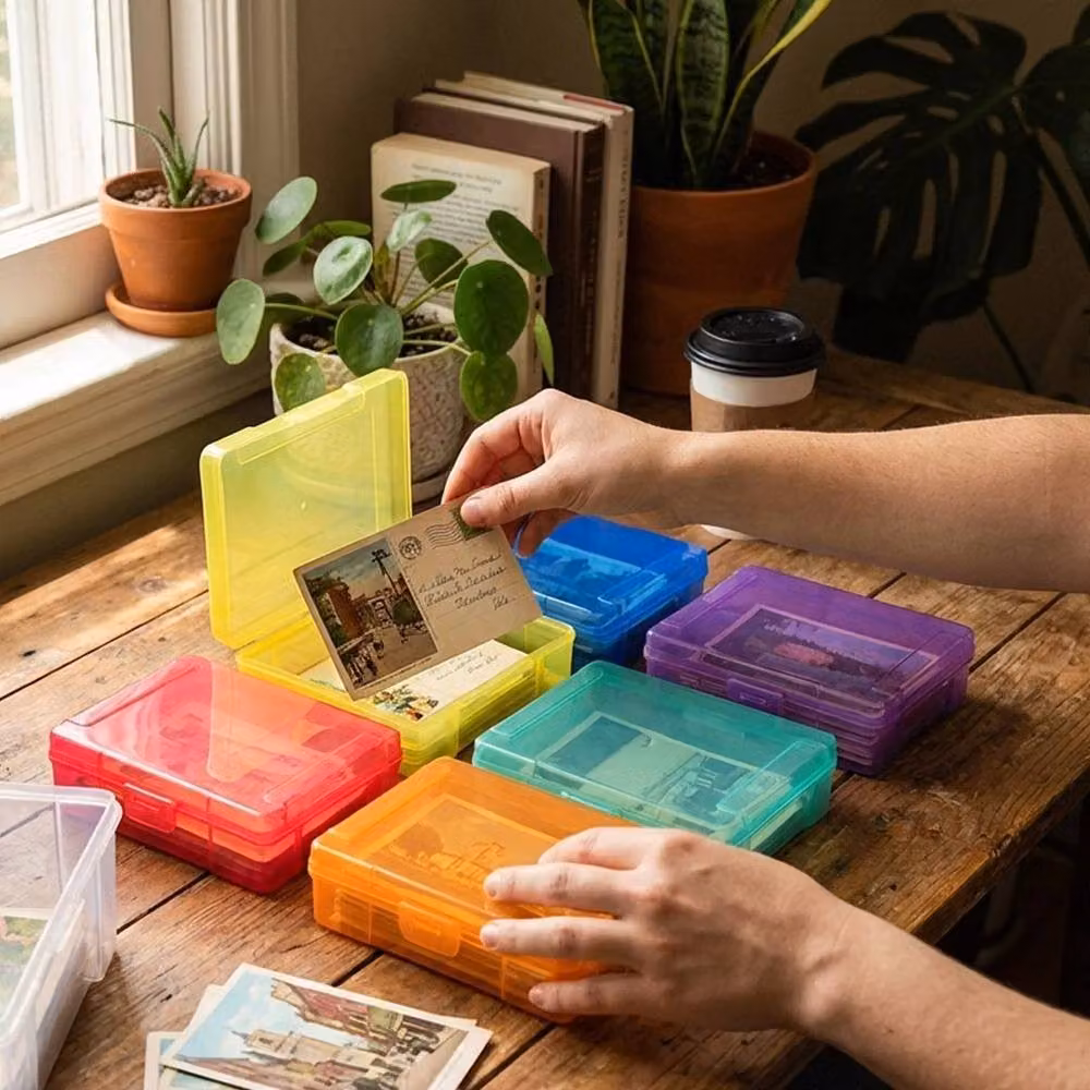FLAVORA Multicoloured Picture Album Organizer and Photo Storage Box with Lid – 2