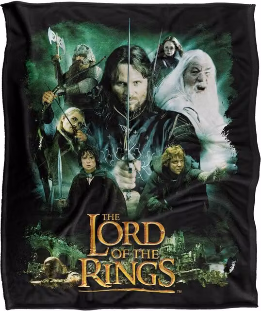 Warner Bros. The Lord Of The Rings Hero Group Silky Touch Super Soft Fleece Throw Blanket, Multicolour, W: 152 cm, D: 127 cm – 6