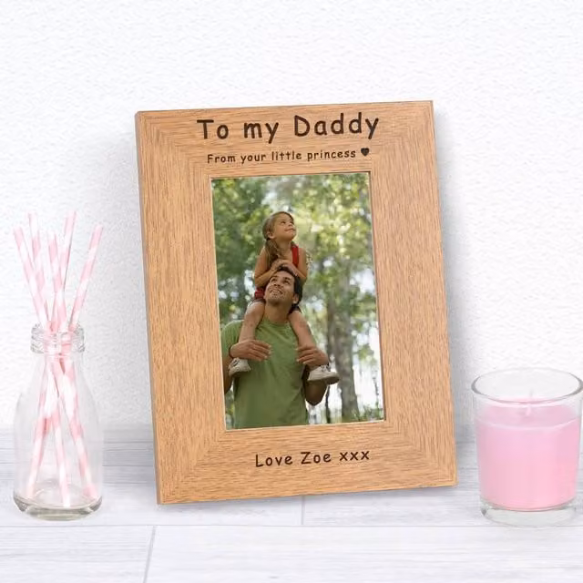 Uniqueful Personalised Your Little Princess Wood Photo Frame, Brown, W/H: 17.78 x 17.78 cm