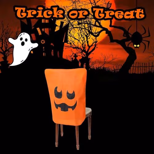 VFM e-Store Halloween Party Dining Chair Covers in Orange, W/D/H: 65 x 50 x 50 cm – 4