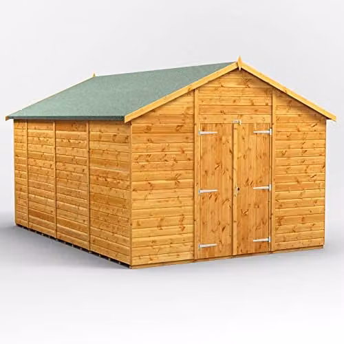 Powersheds Premium Pent Wooden Garden Shed with Double Doors in Natural Brown (Windowless) – 1