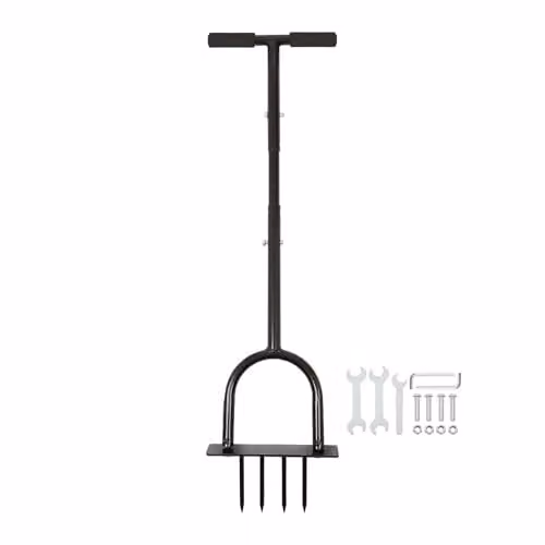 Harbour Housewares Manual 4-Prong Steel Lawn Aerator in Black – 1