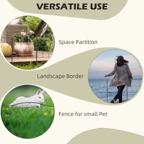 Outsunny 5-Piece Black Metal Palisade Garden Fence Decoration, In-Ground Border Edging, W/D/H: 305 x 62 x 5 cm – 4
