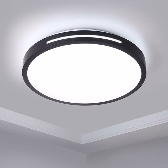 Livingandhome Modern Round LED Ceiling Light in Black
