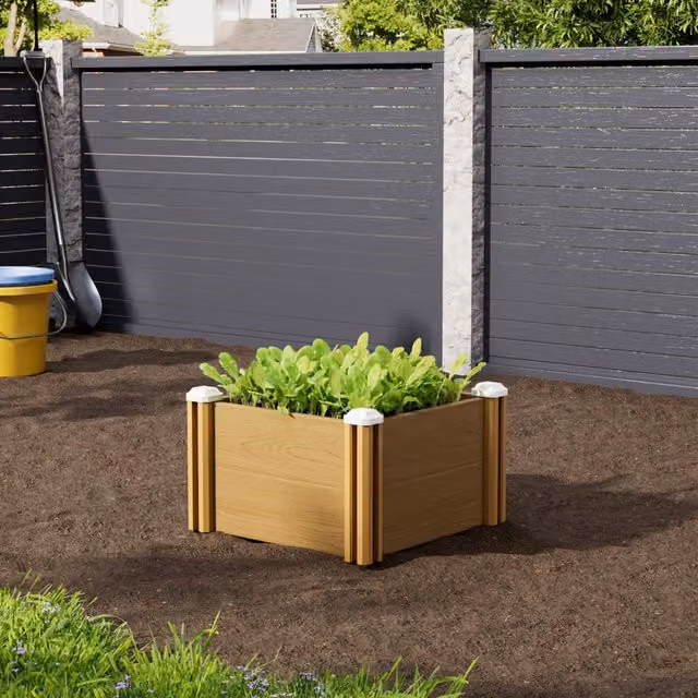 Breeins Brown Plastic Wood-Grain Raised Garden Bed