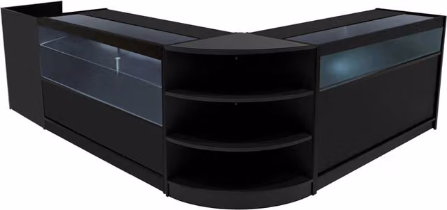 Monstershop Europa LED Shop Counter Set B1500, C1500, TB60 & LM60 in Matt Black