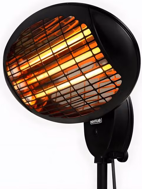 Primrose Black IPX4 Electric Quartz Bulb Patio Heater with Height Adjustment