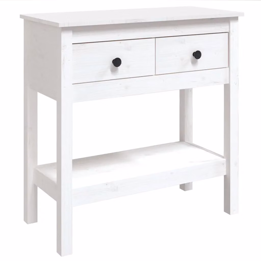 Berkfield Home White Solid Wood Pine Console Table W/D/H: 75 x 35 x 75 cm – 2