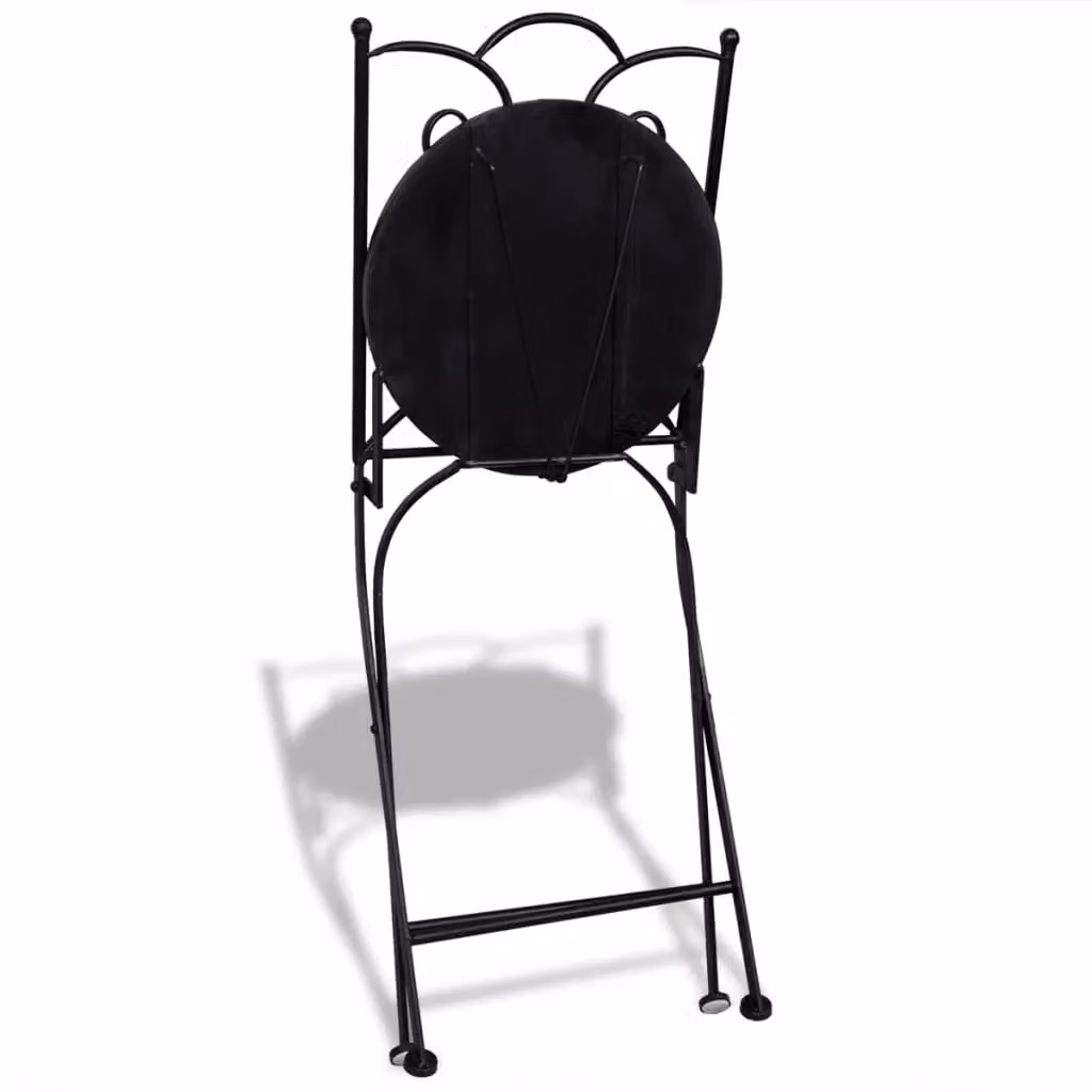 Berkfield Home Set of 2 Folding Bistro Chairs in Blue and White Ceramic and Powder Coated Steel – 3