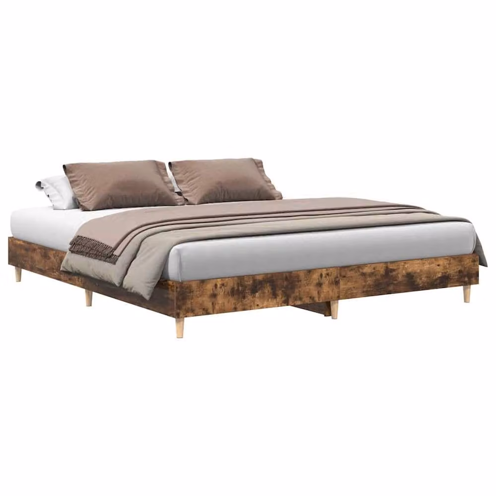 Berkfield Home Durable Bed Frame in Smoked Oak Brown, W/D/H: 160 x 200 x 25 cm – 2