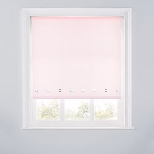 A.Unique Home Trimmable Square Eyelet Roller Blind, Pink, W: 180 cm, H: 170 cm