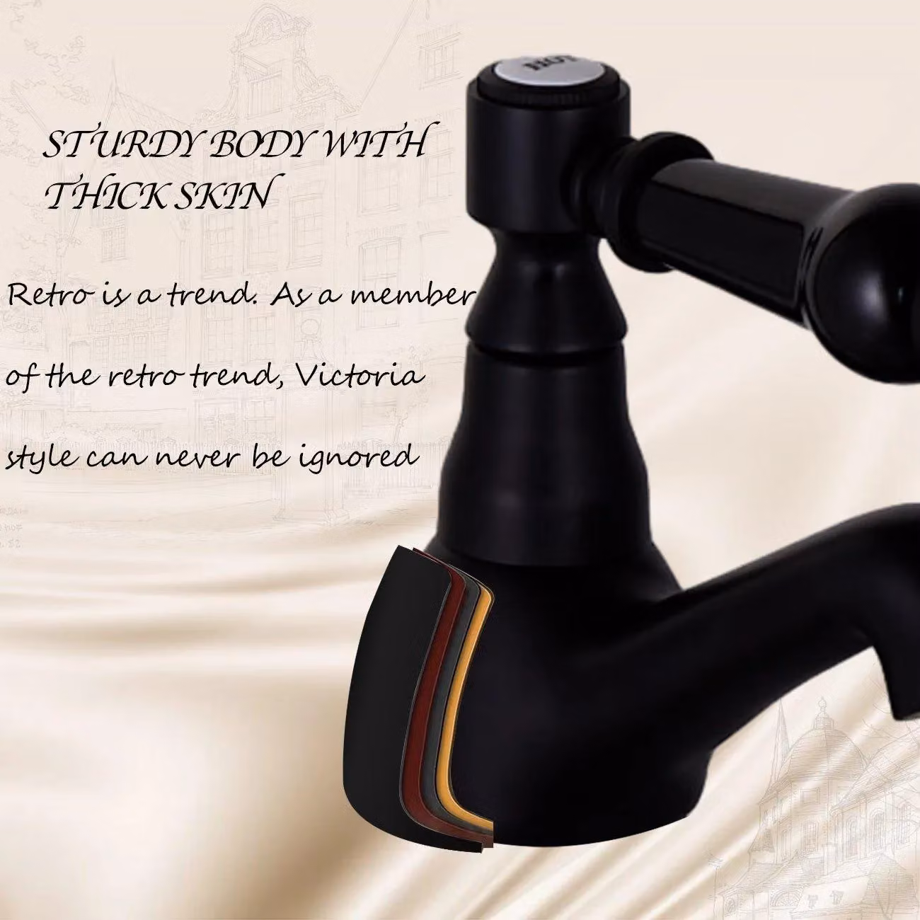 BATHWEST Twin Basin Mixer Taps with Two Handles in Matte Black – 5