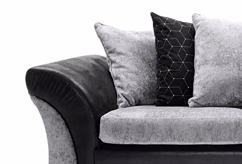 Abakus Direct Farrow 3 Seater Crushed Chenille Fabric Sofa in Black and Grey – 5