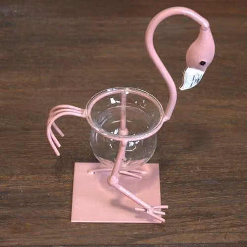 AW Pink Metal Flamingo Hydroponic Tabletop Planting Pot – 2