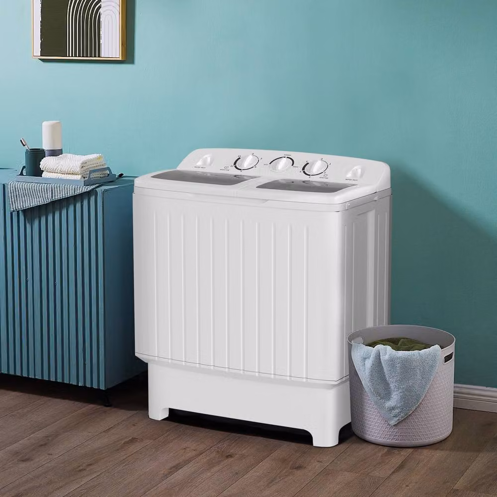 Gymax Twin Tub Top Loader Washing Machine, Grey and White – 2