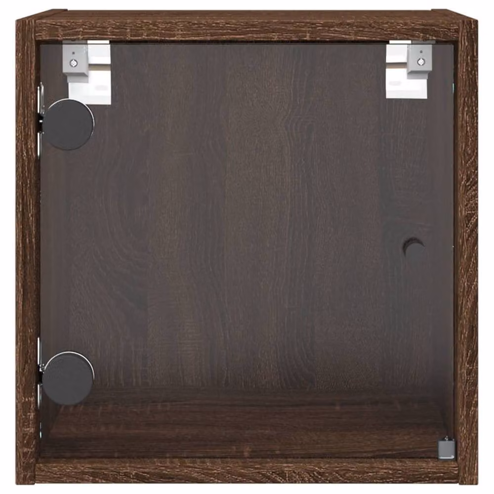 Berkfield Home Elegant Bedside Cabinet in Brown Oak with Glass Doors, W/D/H: 35 x 37 x 35 cm – 4