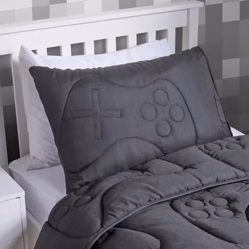 OHS Double Coverless Microfibre Quilted Duvet and Pillowcase Set, 7.5 Tog, Grey, W/D/H: 200 x 200 x 200 cm – 3