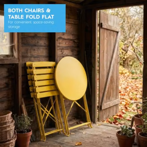 Harbour Housewares 2 Seater Round Bistro Garden Furniture Set in Yellow – 5