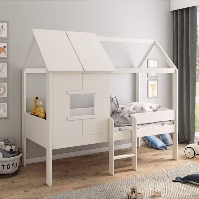 Kids Avenue Ordi Mini Playhouse Frame in White Lacquered Pine and MDF