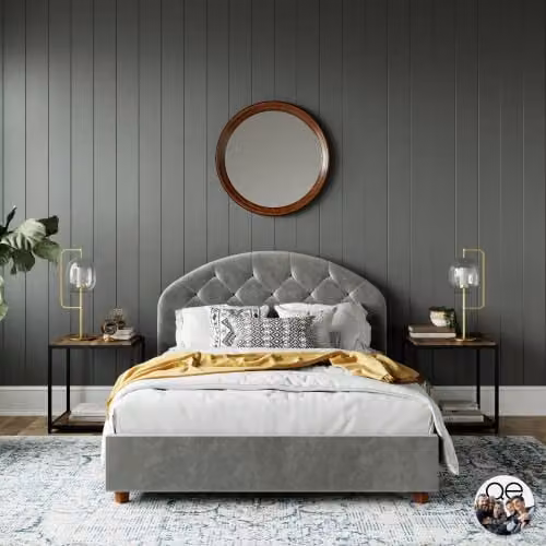 DHP Aspen Upholstered Double Bed in Grey Velvet