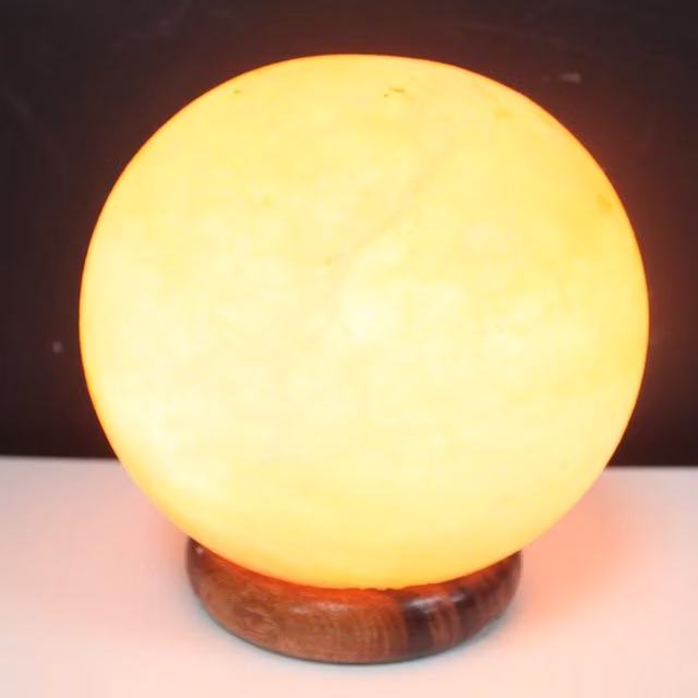 KDMK Yellow Himalayan Salt Lamp with Large Wooden Base
