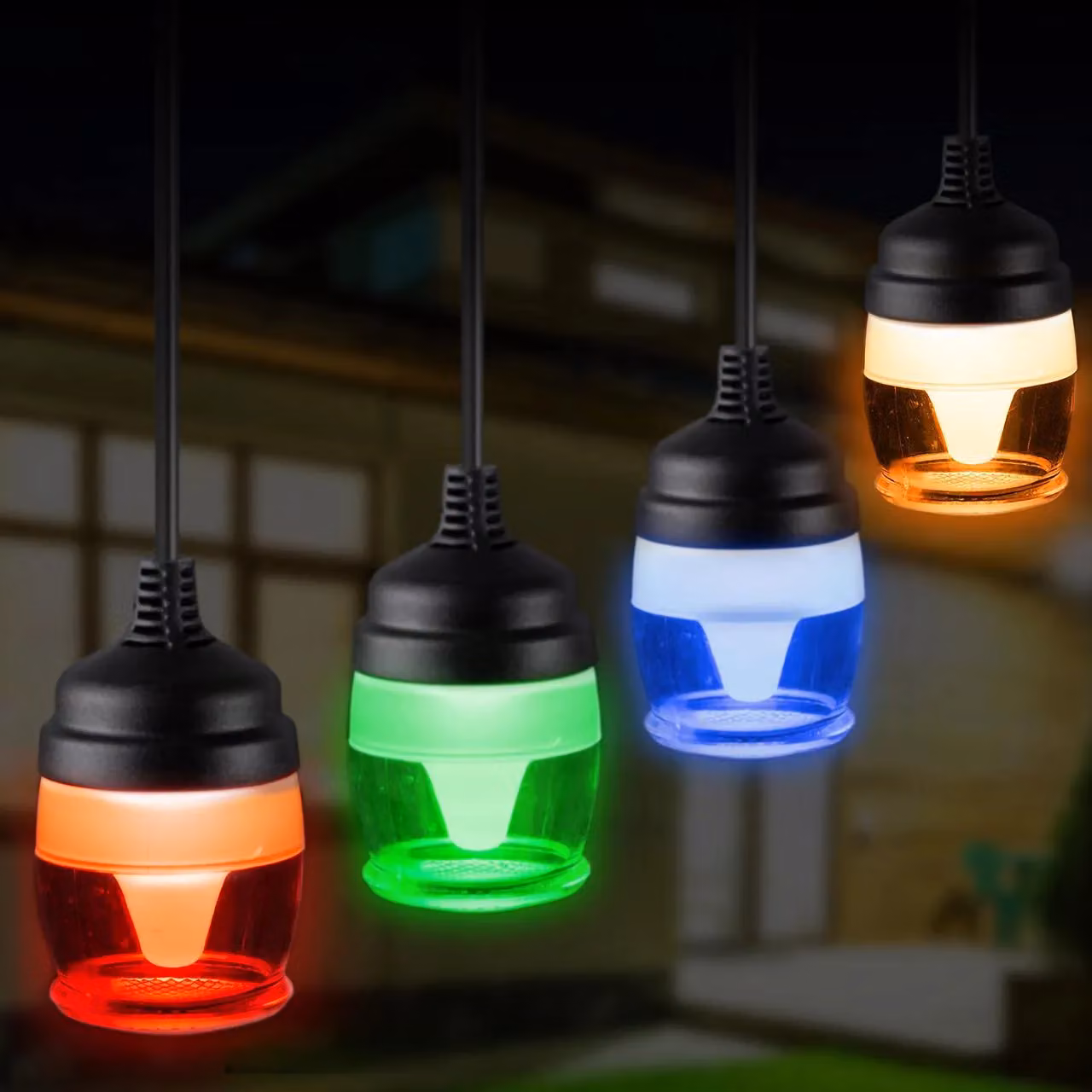 mysmartbuy Multicolour Colour Changing Festoon Lights with 14 Shatterproof LED Lamps, IP68 Waterproof, Remote Controlled Mains Powered Indoor Outdoor Lighting – 2