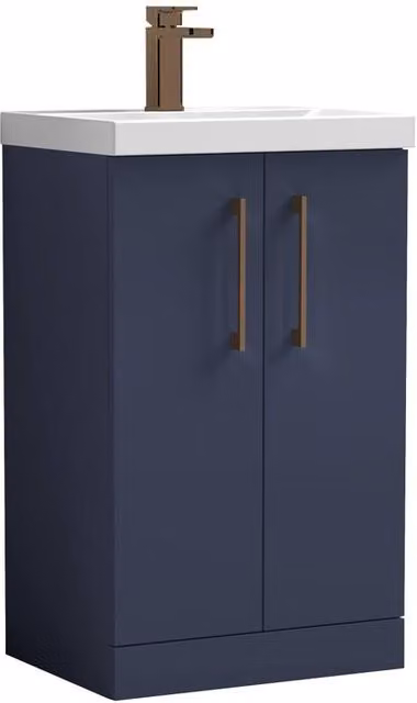Balterley Modern Wall Mounted Bathroom Vanity Unit with Basin and Soft Close Doors, Blue